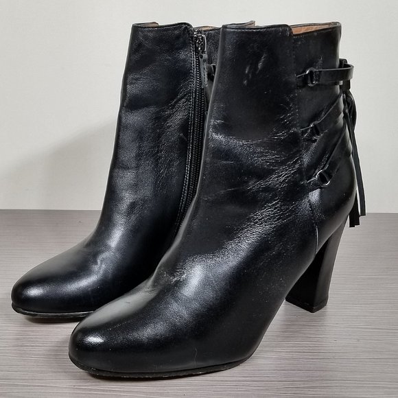 Halogen 'Sadee' Side Zip Bootie, Black Leather, Womens Size 7.5 - Picture 1 of 10